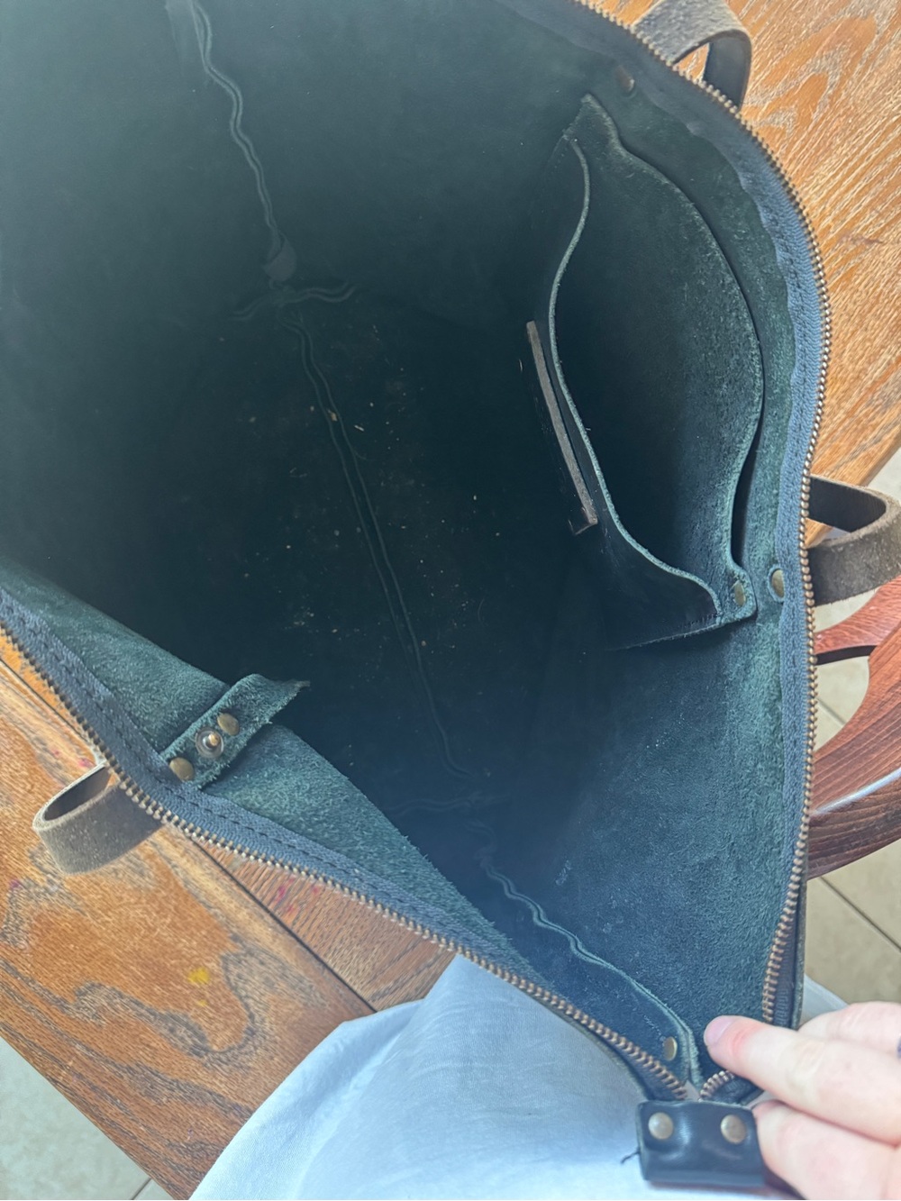 Portland Leather Black Zip-Top Tote - Picture 4 of 4